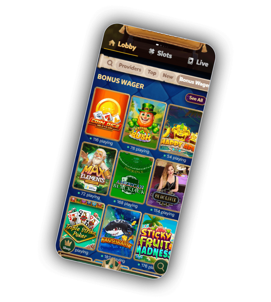 Vitrine met de Chips-shop van Kingia Casino en de ruilkaart voor uitbetaalbare beloningen